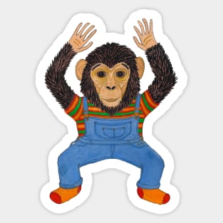 Dancing Chimpanzee Wearing Overalls Sticker
